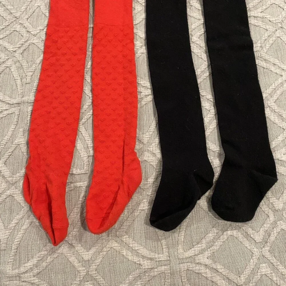 Girls Sz 4-6X Tights Bundle - Red & Black